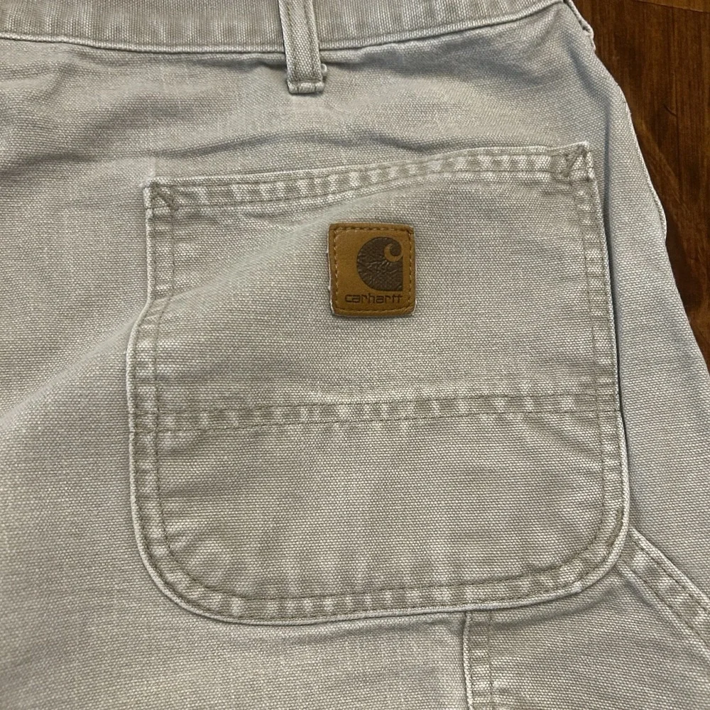 Carhartt Carpenter Pants Mens 40x28* Beige Canvas Dungaree Fit Workwear *SHORT‎